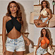 Summer Solid Slim Cross Halter Girl Top XINH-Y88569