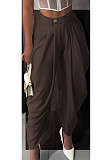 Solid Sexy Casual Irregularly Trouser Legs Cut Ankle-length Overall Pants XINH-M80802