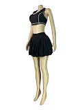 Lapel Vest Sleeveless Pleated Mini Skirt Two Pieces CH-26025