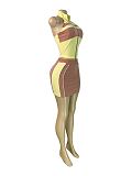 Sleeveless Halter Zipper Top Mini two-piece Skirt Set For Women CH-26023