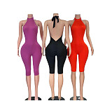Exercise Fitness Yoga Short Pants Backless Halter Romper MEM-88702
