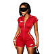 Zipper Short Sleeve High Elastic Sporty Casual Wear Romper FOS-8861