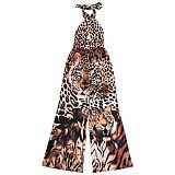Fashion Women's Backless Tiger Print Wide-leg One-piece Pants BY-7723