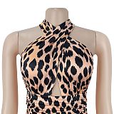 Fashion Women's Backless Tiger Print Wide-leg One-piece Pants BY-7723