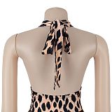 Fashion Women's Backless Tiger Print Wide-leg One-piece Pants BY-7723