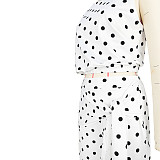 Women's Fashionable Polka Dot Print Sleeveless Strap Straight-leg Pants Set ASL-6823