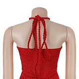 Fashion Women's Summer Lace-up Pleated Wide-leg One-piece Pants BY-7735