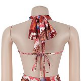 Fashion Women's Casual Printed Sleeveless Ripple Summer Long Dress BY-7727