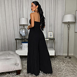 Fashion Women's Summer Lace-up Pleated Wide-leg One-piece Pants BY-7735