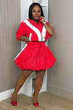 Women's New Casual Color-Block Quick-Dry Bubble Skirt Set TR-1372
