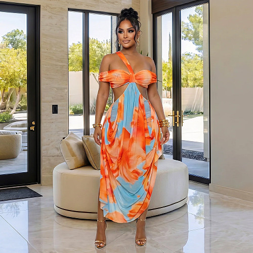 Fashionable Women's Sexy Exquisite Beach Print Dress BY-7731