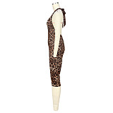 Women's Strapless Backless Pleated Fitted Leopard Print Jumpsuit ASL-6825