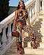 Fashion Women's Backless Tiger Print Wide-leg One-piece Pants BY-7723