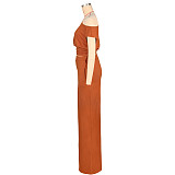 Fashionable Off-Shoulder Asymmetrical Top with Gathered Wide-Leg Pants Set ASL-6818