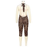 Women's Strapless Backless Pleated Fitted Leopard Print Jumpsuit ASL-6825