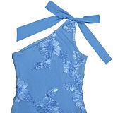 Fashion Women's Summer Elegant Jacquard Oblique Shoulder Bodycon Formal Dress BY-7747
