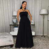 Fashion Women's Summer Lace-up Pleated Wide-leg One-piece Pants BY-7735