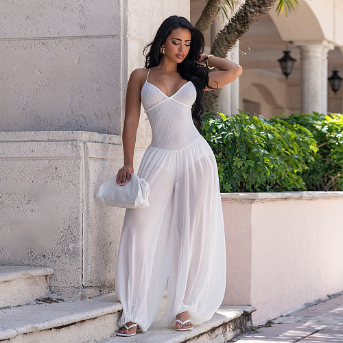 Women's Summer Sexy Backless Chiffon Bandeau One-piece Pants BY-7738