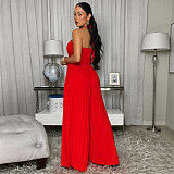 Fashion Women's Summer Lace-up Pleated Wide-leg One-piece Pants BY-7735