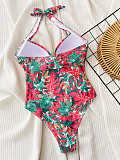 Women Print Halter Backless Sexy One-pieces Swimwear XM-832