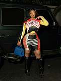 Wholesale Crop Top Letter Sexy Long Sleeved Shorts Fashion Set FC-1495