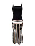 Strap Back Bandage Striped Skirt Maxi Dress LSD-2629