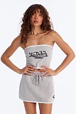 Gray Wrap Hip Letter Print Mini Loose Skirt Set FC-1502