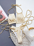 Girls Halter Lace-up Bikini One-piece Swimwear XM-970