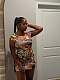 Skeleton Graffiti Printed Short Sleeved Dress Girl Mini Dress For Women RS-1970