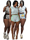 Striped Print Zipper Neck Sleeveless Top Shorts Two-piece Set CH-26026