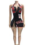 Bandage Hollow Out Sexy Halter Mini Dress FC-1498