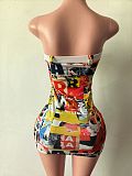 Lovely Art Print Women Mini Sexy Dress YM-309211