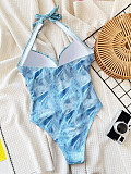 Women Print Halter Backless Sexy One-pieces Swimwear XM-832