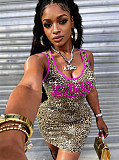 Leopard Print Vest Dress U Neck Tight Mini Dresses RS-J2580