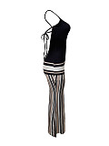 Strap Back Bandage Striped Skirt Maxi Dress LSD-2629