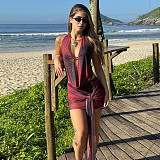 Solid Halter Backless Bandage Mini Skirt Two Pieces RS-J26ST198