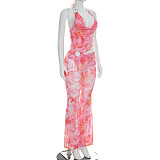 Pink Metal Halter Backless Cool Girl Jumpsuit RS-Q26JP042
