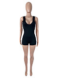 Back Cutout Black Ripped One-piece Women Romper SHD-9987