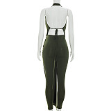 Backless Sleeveless Deep V-neck Solid Slim One-piece Long Pants Jumpsuit RS-Q26JP051