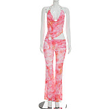 Pink Metal Halter Backless Cool Girl Jumpsuit RS-Q26JP042