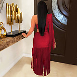 2026 New Asymmetric One-Shoulder Hollow Tassel Dress For Women NTY-7536