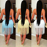 Wrap Bra Strapless Fringe Knee Length Dress For Nightclub Party BY-7741