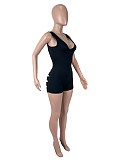 Back Cutout Black Ripped One-piece Women Romper SHD-9987