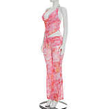 Pink Metal Halter Backless Cool Girl Jumpsuit RS-Q26JP042