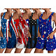 Independence Day National Flag Star Printed Strap One-piece Shorts Romper SHD-9621