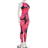 Full Printed Sleeveless Tight One-piece Jumpsuit Women DZHT-JJ26JP232