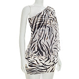 Transparent Mesh Irregular Blouse Strapless Mini Dress Two Pieces Set DZHT-J26ST239