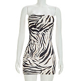 Transparent Mesh Irregular Blouse Strapless Mini Dress Two Pieces Set DZHT-J26ST239