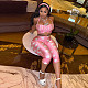 Suspenders Halter Tight Knee Length Pants Polka Dot Print Bandeau Three-piece Set DZHT-Q26ST076