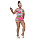 New Style Casual Colorful Striped Knitted Sleeveless Top Shorts Women'S Two-Piece Suit TR-1334